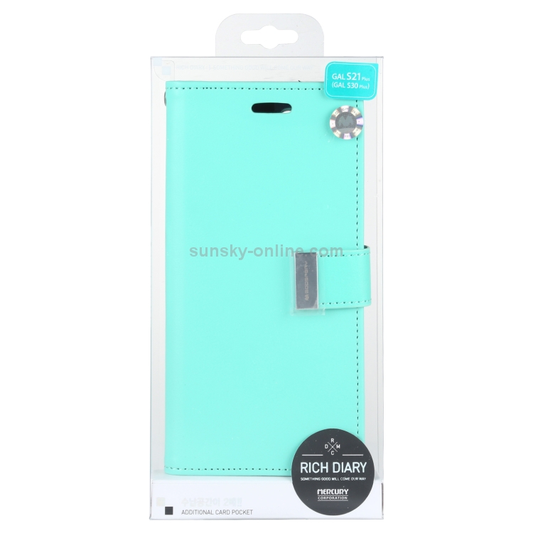 For Samsung Galaxy S21+ 5G GOOSPERY RICH DIARY PU + TPU Crazy Horse Texture Horizontal Flip Leather Case with Card Slots & Wallet (Mint Green)