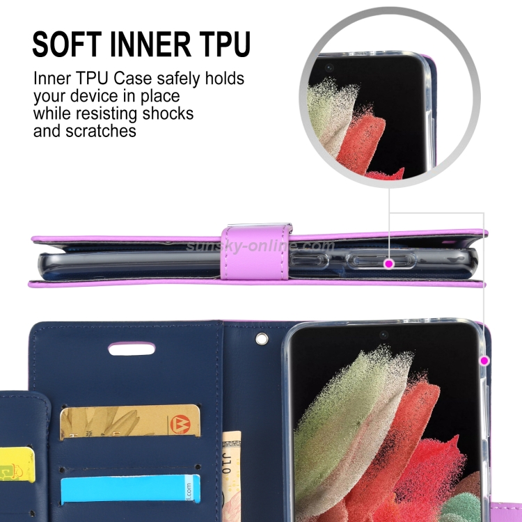 For Samsung Galaxy S21+ 5G GOOSPERY RICH DIARY PU + TPU Crazy Horse Texture Horizontal Flip Leather Case with Card Slots & Wallet (Mint Green)