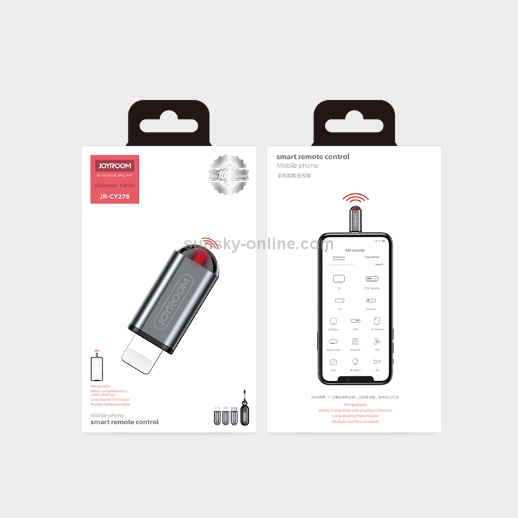 JOYROOM JR-CY278 USB-C / Type-C Interface Universal Smart Household Electric Appliances IR Remote Controller for Android Mobile Phones with OTG Function JOYROOM JR-CY278 USB-C / Type-C Interface Universal Smart Household Electric Appliances IR Remote Controller for Android Mobile Phones with OTG Function