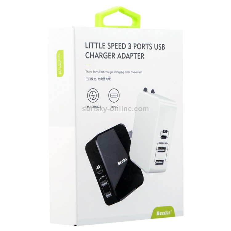 Benks PA28 Three Port Fast Charging Type C PD Travel Charger Benks PA28 Three Port Fast Charging Type C PD Travel Charger