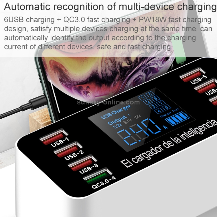 A9P 8 In 1 Multi-function Smart Digital Display Charging Station Socket Holder Stand A9P 8 In 1 Multi-function Smart Digital Display Charging Station Socket Holder Stand