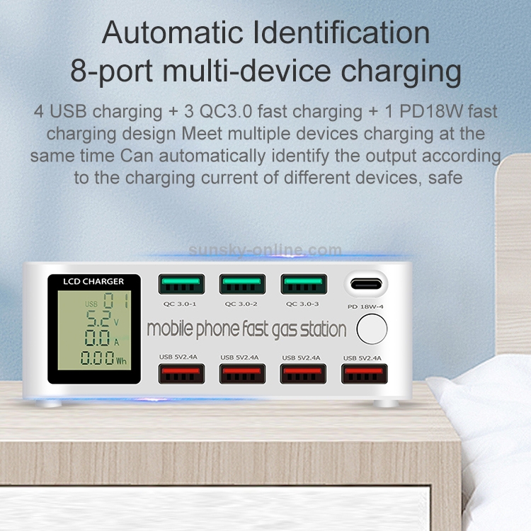 818D 8 In 1 Multi-function USB Charging Station Smart Socket Holder Stand 818D 8 In 1 Multi-function USB Charging Station Smart Socket Holder Stand
