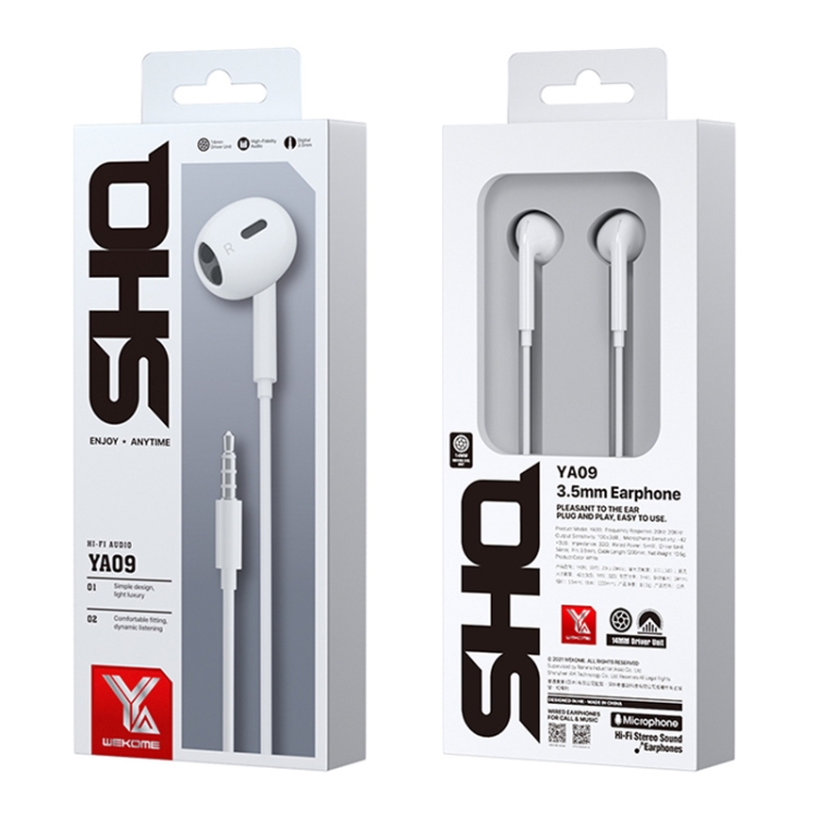 WK YA09 SHQ Series 3.5mm Music Semi-in-ear Wired Earphone (White) WK YA09 SHQ Series 3.5mm Music Semi-in-ear Wired Earphone (White)