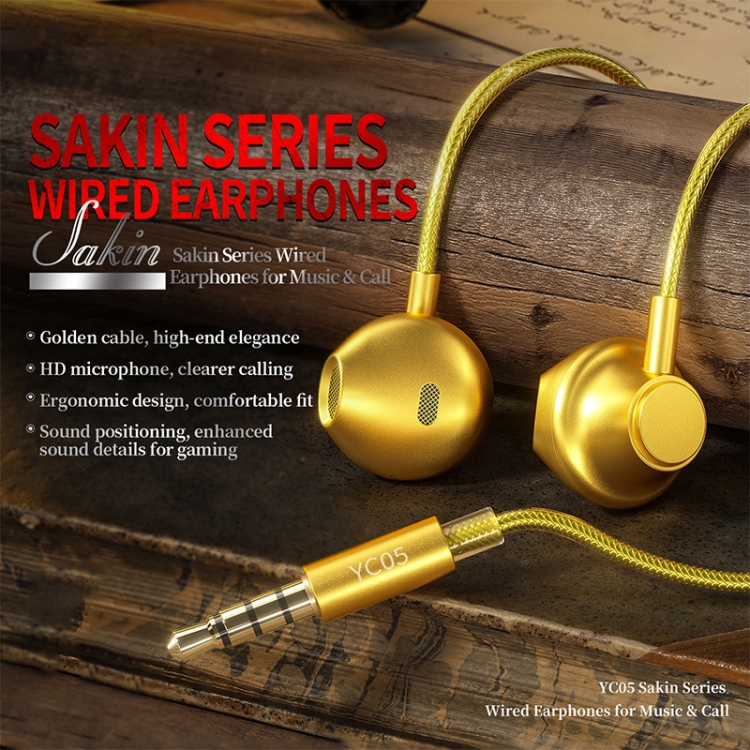 WK YC05 3.5mm Music In Ear Wired Earphone (Gold) WK YC05 3.5mm Music In Ear Wired Earphone (Gold)