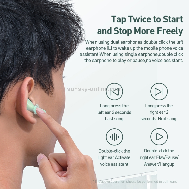 Baseus Encok W09 TWS Bluetooth 5.0 True Wireless Earphones with Charging Case, Support Touch Control(Green) Baseus Encok W09 TWS Bluetooth 5.0 True Wireless Earphones with Charging Case, Support Touch Control(Green)