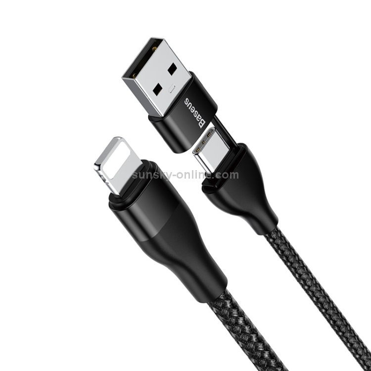 Baseus 18W Max 2 in 1 USB-A + USB-C / Type-C to 8 Pin Data Sync Charging Cable Cable, Length: 1m (Black) Baseus 18W Max 2 in 1 USB-A + USB-C / Type-C to 8 Pin Data Sync Charging Cable Cable, Length: 1m (Black)
