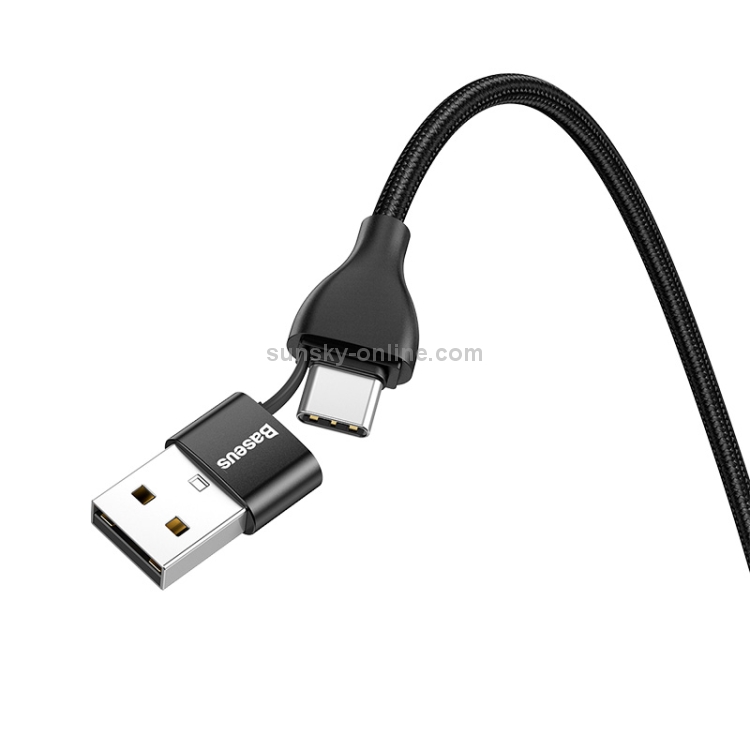 Baseus 18W Max 2 in 1 USB-A + USB-C / Type-C to 8 Pin Data Sync Charging Cable Cable, Length: 1m (Black) Baseus 18W Max 2 in 1 USB-A + USB-C / Type-C to 8 Pin Data Sync Charging Cable Cable, Length: 1m (Black)