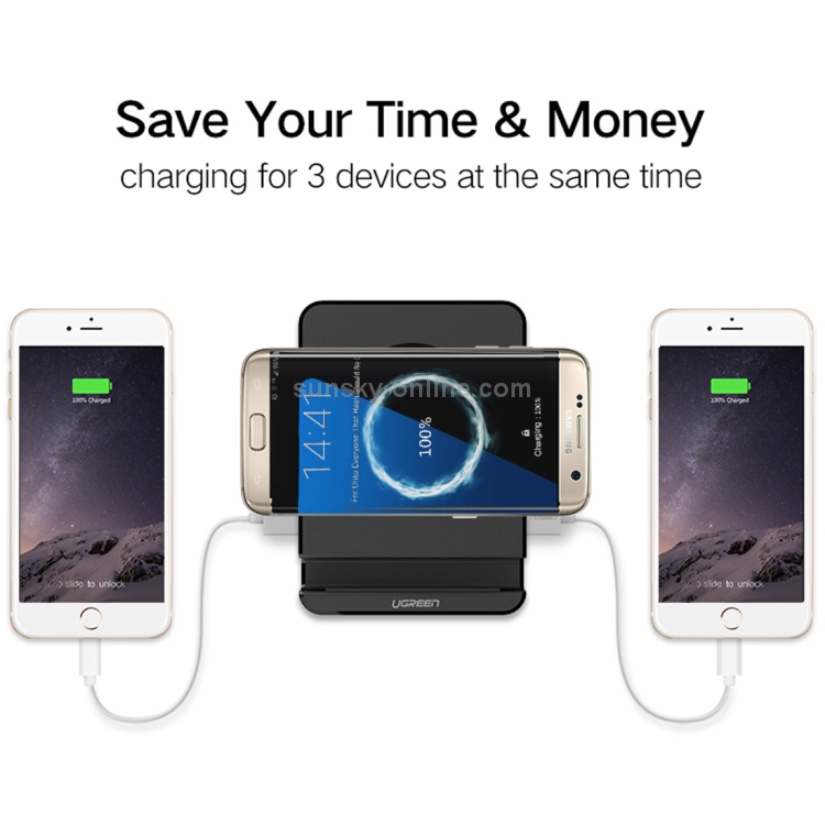 Ugreen 12V/2A QI Standard Wireless Charger with Dual USB Ports Ugreen 12V/2A QI Standard Wireless Charger with Dual USB Ports