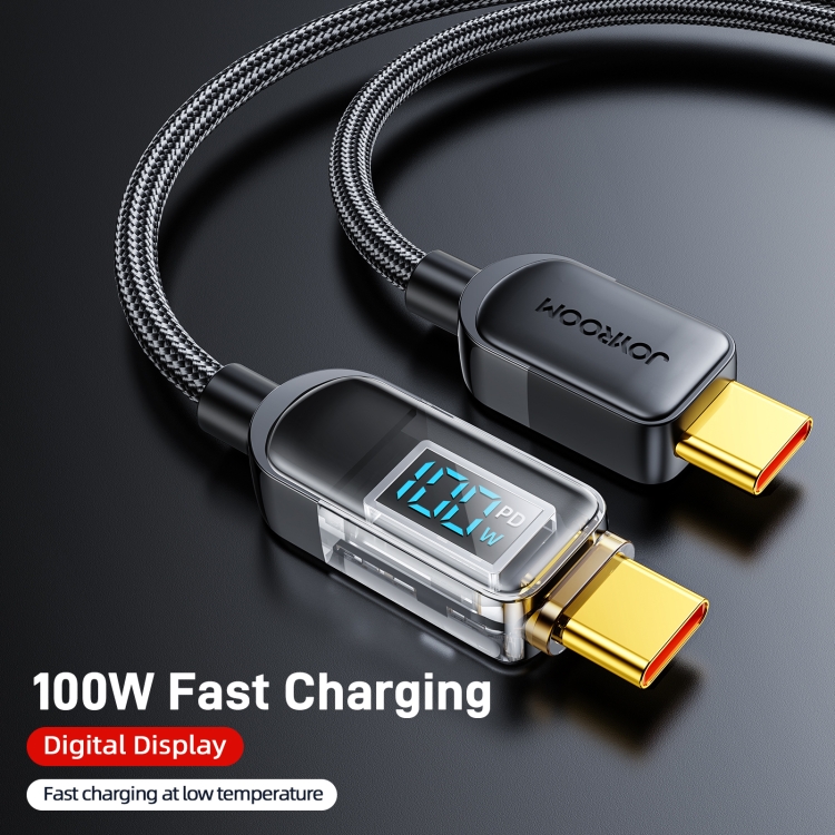 JOYROOM S-CC100A4 100W USB-C / Type-C to USB-C / Type-C Digital Display Fast Charging Data Cable, Cable Length:1.2m (Black) - 1
