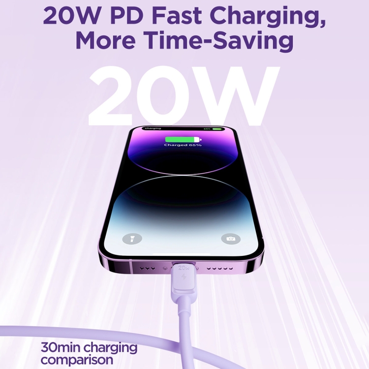 JOYROOM S-CL020A14 Multi-Color Series 20W USB-C / Type-C to 8 Pin Fast Charging Data Cable, Length:1.2m (Purple) JOYROOM S-CL020A14 Multi-Color Series 20W USB-C / Type-C to 8 Pin Fast Charging Data Cable, Length:1.2m (Purple)