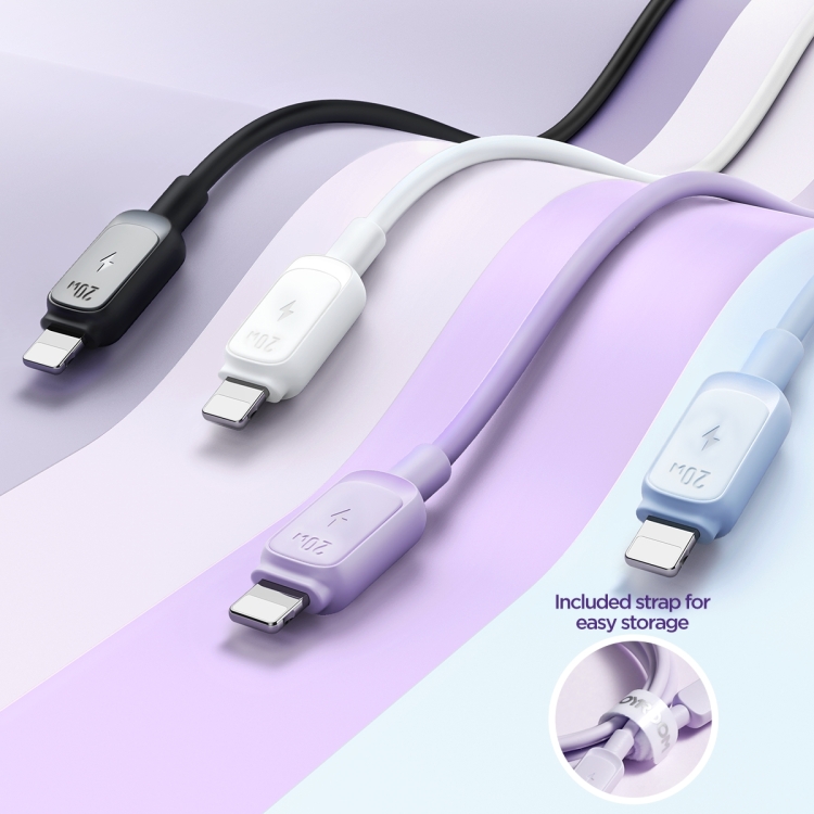 JOYROOM S-CL020A14 Multi-Color Series 20W USB-C / Type-C to 8 Pin Fast Charging Data Cable, Length:1.2m (Purple) JOYROOM S-CL020A14 Multi-Color Series 20W USB-C / Type-C to 8 Pin Fast Charging Data Cable, Length:1.2m (Purple)