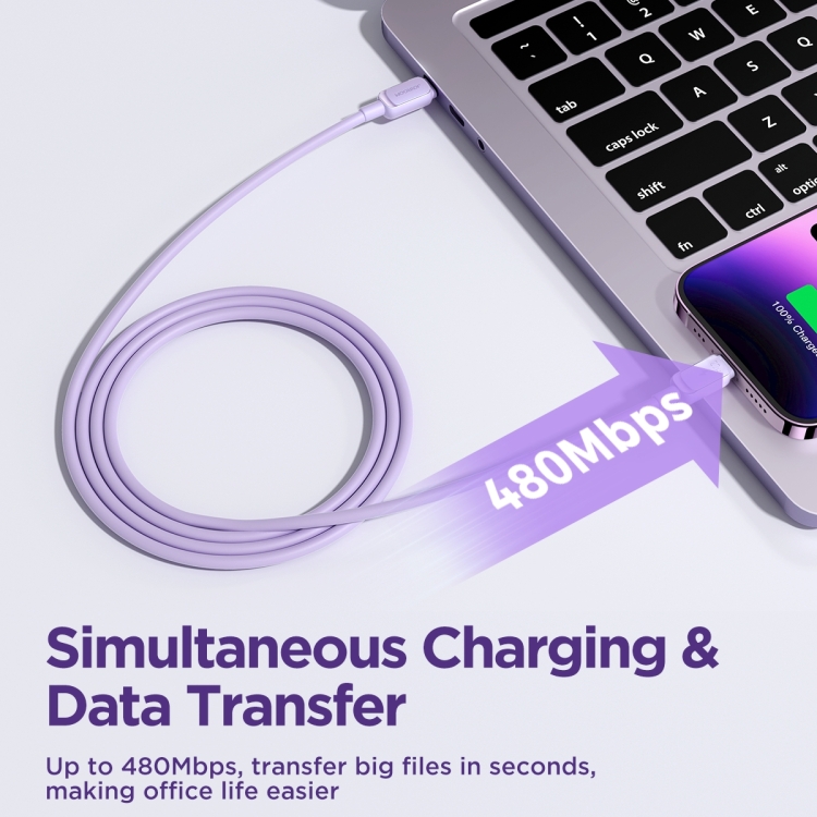 JOYROOM S-CL020A14 Multi-Color Series 20W USB-C / Type-C to 8 Pin Fast Charging Data Cable, Length:1.2m (Purple) JOYROOM S-CL020A14 Multi-Color Series 20W USB-C / Type-C to 8 Pin Fast Charging Data Cable, Length:1.2m (Purple)