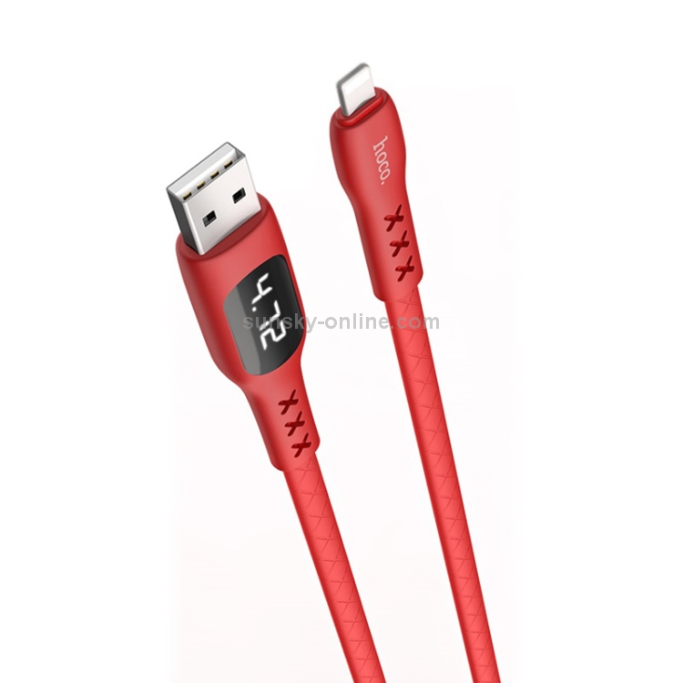 Hoco S6 1.2m 8 Pin to USB Data Sync Charging Cable with Display & Timing(Red) Hoco S6 1.2m 8 Pin to USB Data Sync Charging Cable with Display & Timing(Red)