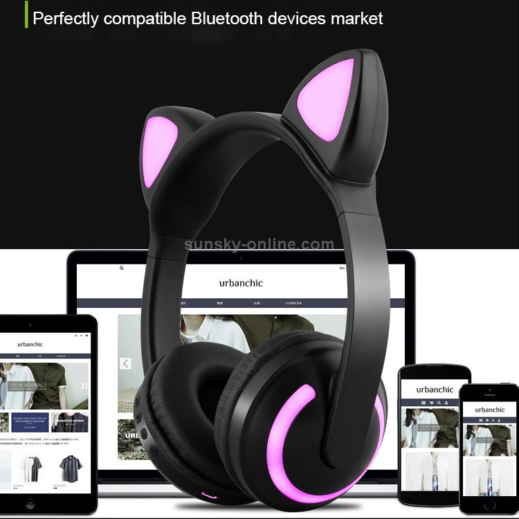 CYKE Glowing Cat Ear Stereo Bluetooth V4.2 + EDR Headphone Gaming Headset with LED Light