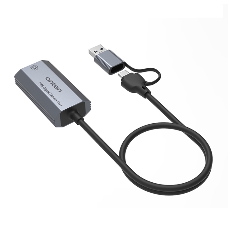 Onten UE101 2 in 1 USB3.0 Gigabit Network Card USB-C/Type-C to Network Port USB Hub - 1
