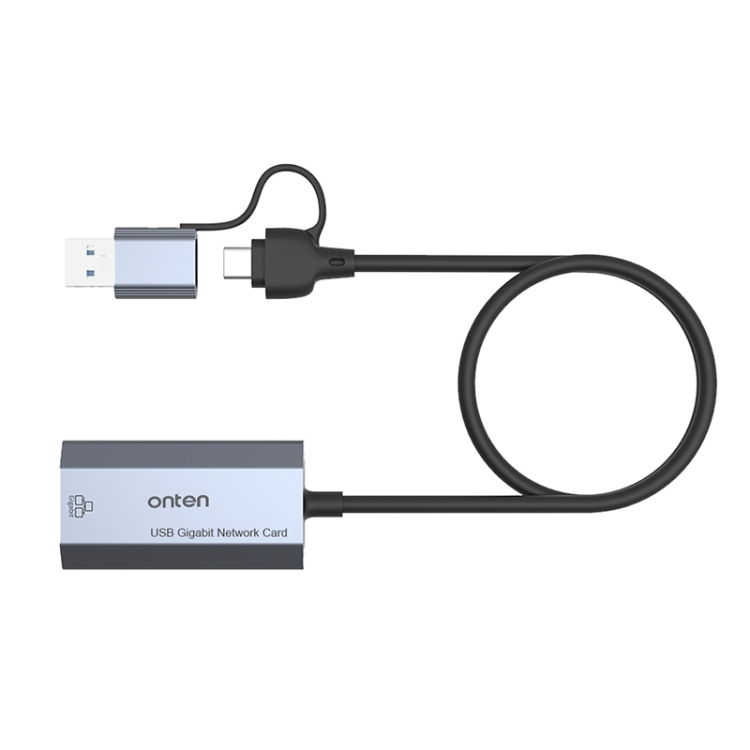 Onten UE101 2 in 1 USB3.0 Gigabit Network Card USB-C/Type-C to Network Port USB Hub - 2
