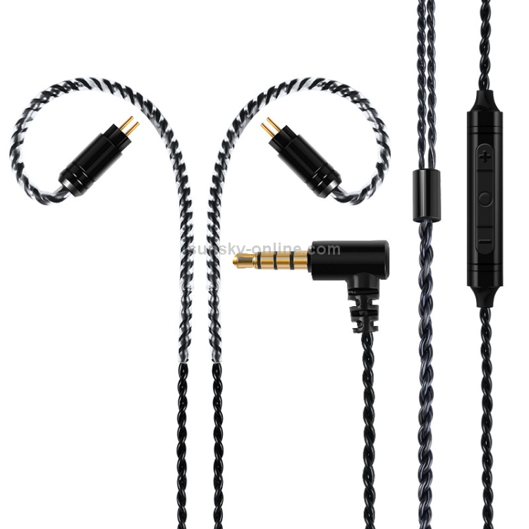 0.78 Double Pin Plug Silver-plated Headphone Wire with Mic(Black) 0.78 Double Pin Plug Silver-plated Headphone Wire with Mic(Black)