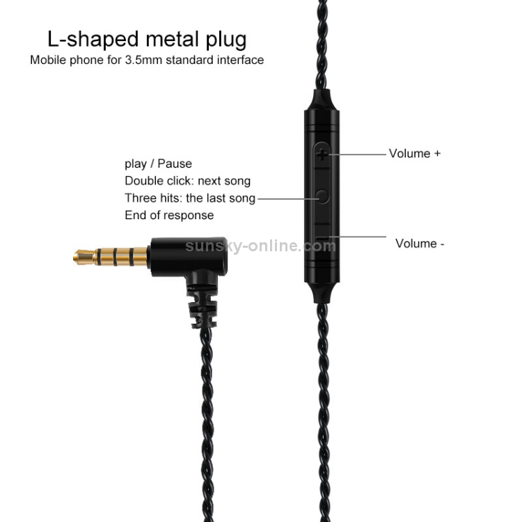 0.78 Double Pin Plug Silver-plated Headphone Wire with Mic(Black) 0.78 Double Pin Plug Silver-plated Headphone Wire with Mic(Black)