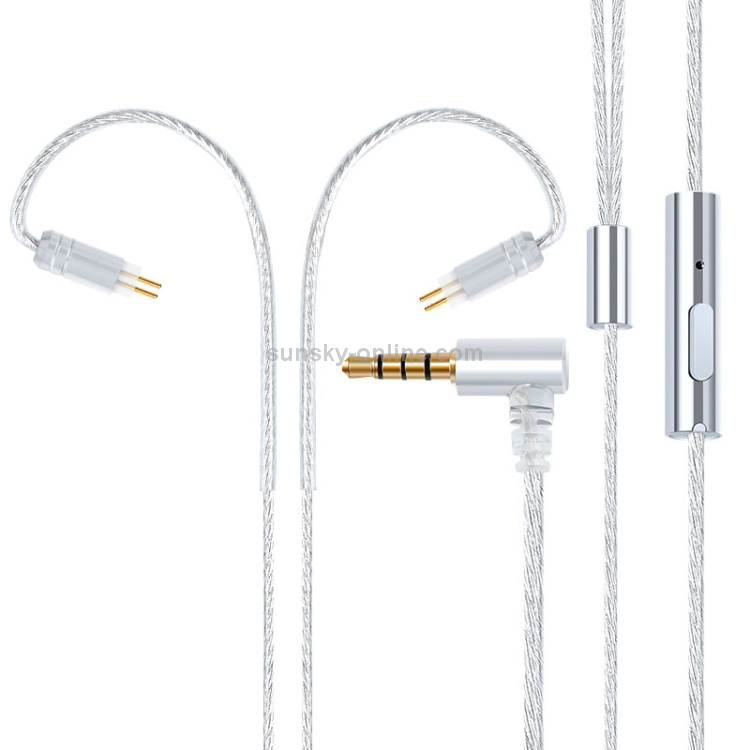 0.78 Double Pin Plug Silver-plated Headphone Wire with Mic(Silver) 0.78 Double Pin Plug Silver-plated Headphone Wire with Mic(Silver)