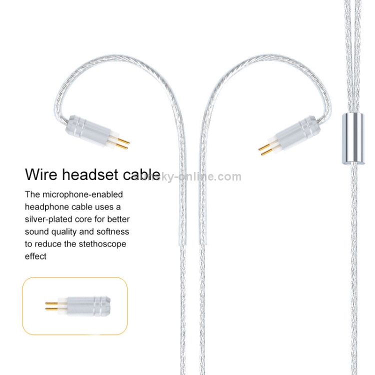 0.78 Double Pin Plug Silver-plated Headphone Wire with Mic(Silver) 0.78 Double Pin Plug Silver-plated Headphone Wire with Mic(Silver)