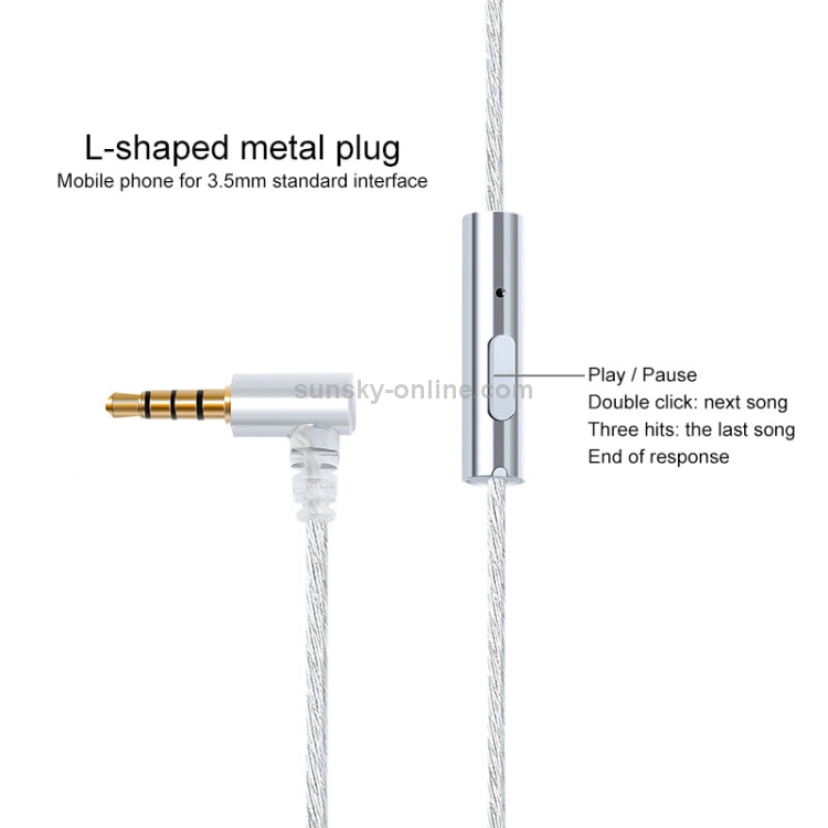 0.78 Double Pin Plug Silver-plated Headphone Wire with Mic(Silver) 0.78 Double Pin Plug Silver-plated Headphone Wire with Mic(Silver)