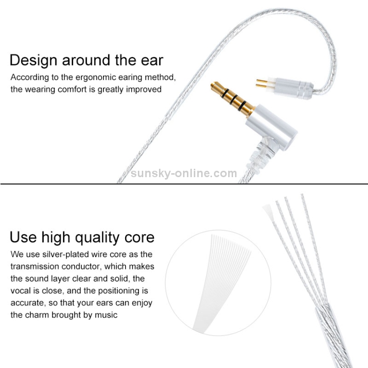 0.78 Double Pin Plug Silver-plated Headphone Wire with Mic(Silver) 0.78 Double Pin Plug Silver-plated Headphone Wire with Mic(Silver)