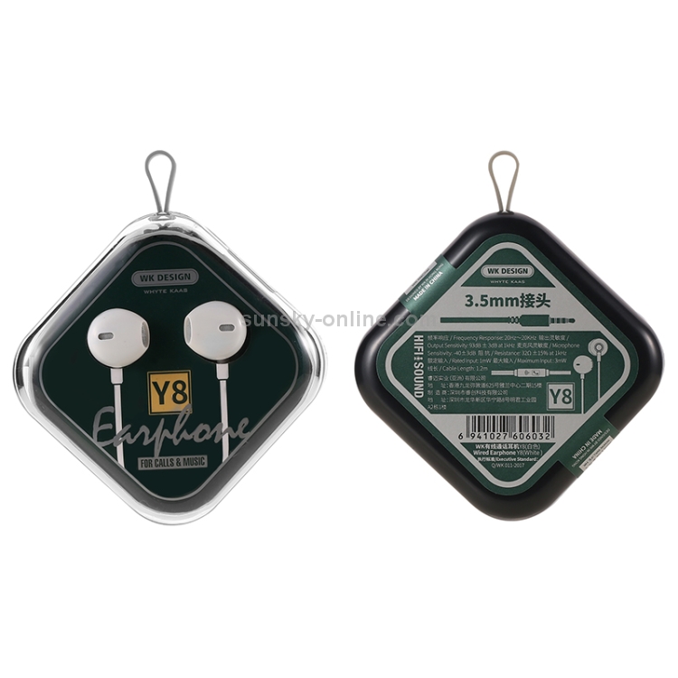 WK Y8 3.5mm Plug In-Ear Wired Control Earphone WK Y8 3.5mm Plug In-Ear Wired Control Earphone
