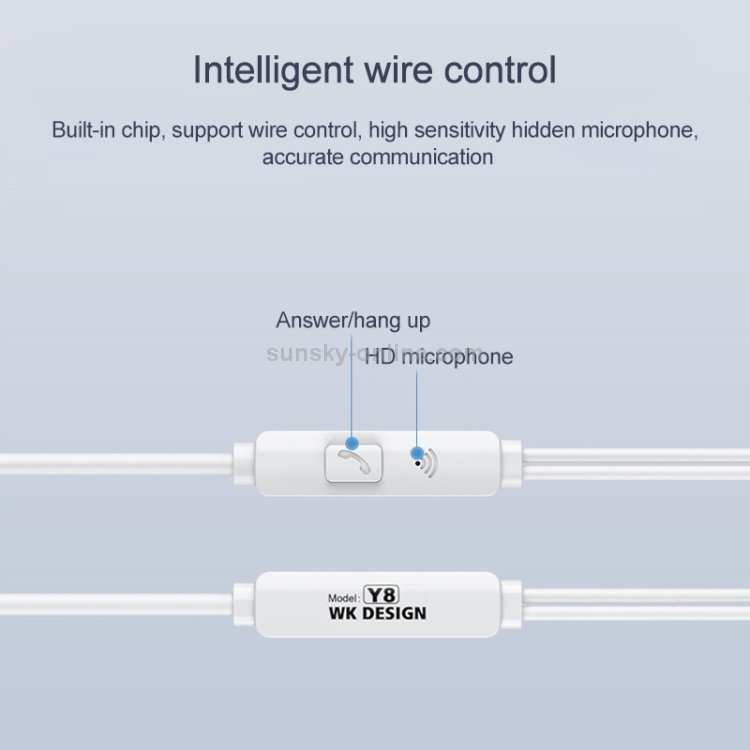 WK Y8 3.5mm Plug In-Ear Wired Control Earphone WK Y8 3.5mm Plug In-Ear Wired Control Earphone
