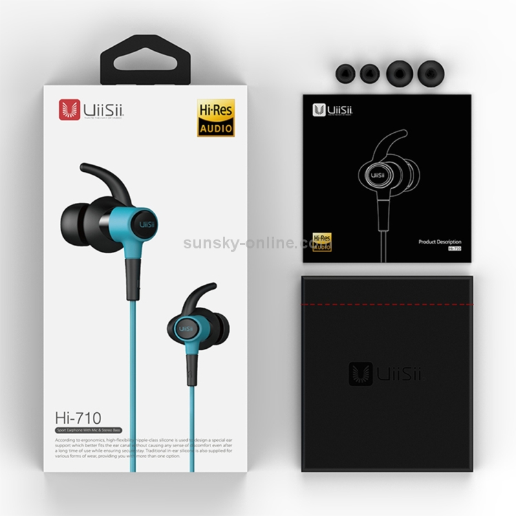 UiiSii HI-710 Universal HIFI IPX4 Waterproof Hanging Ear Sports In-Ear Earphone (Blue) UiiSii HI-710 Universal HIFI IPX4 Waterproof Hanging Ear Sports In-Ear Earphone (Blue)