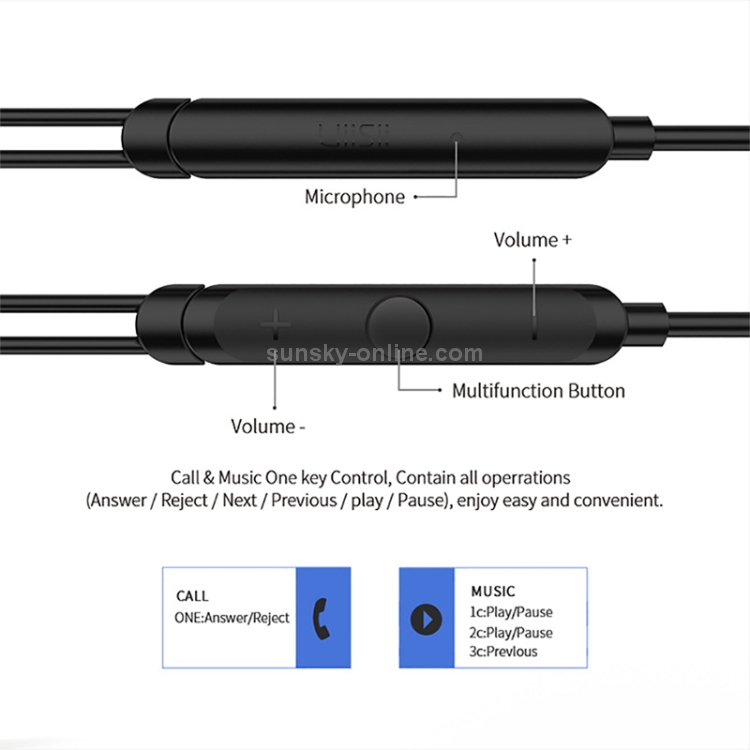 UiiSii HI-820 Universal HIFI Graphene Moving Coil In-Ear Earphone (Blue)