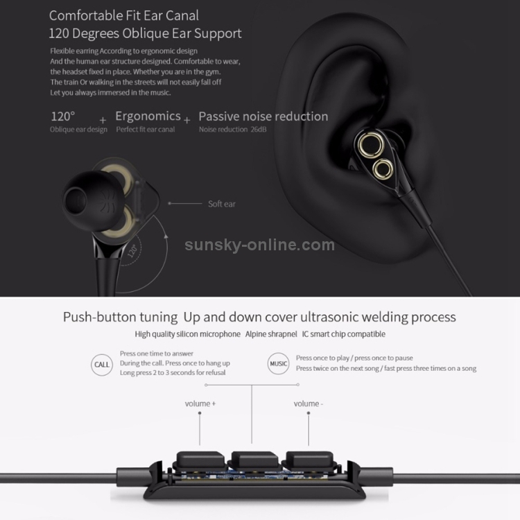 UiiSii T8 Universal Dual Dynamic Drivers In-Ear Wire-controlled Earphone with Microphone (Red) UiiSii T8 Universal Dual Dynamic Drivers In-Ear Wire-controlled Earphone with Microphone (Red)
