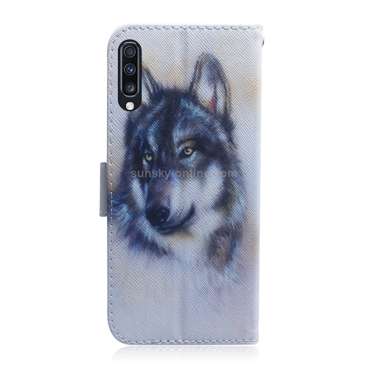 White Wolf Pattern Coloured Drawing Horizontal Flip Leather Case for Galaxy A70, with Holder & Card Slots & Wallet White Wolf Pattern Coloured Drawing Horizontal Flip Leather Case for Galaxy A70, with Holder & Card Slots & Wallet