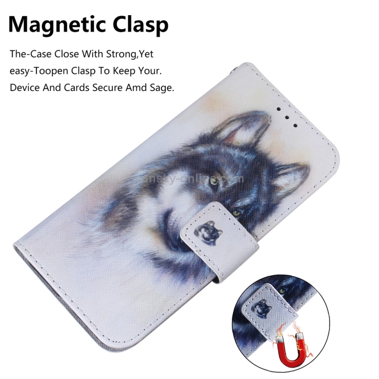White Wolf Pattern Coloured Drawing Horizontal Flip Leather Case for Galaxy A70, with Holder & Card Slots & Wallet White Wolf Pattern Coloured Drawing Horizontal Flip Leather Case for Galaxy A70, with Holder & Card Slots & Wallet
