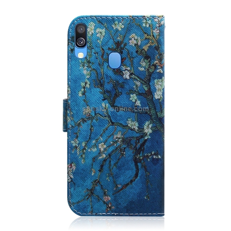 Apricot Flower Pattern Coloured Drawing Horizontal Flip Leather Case for Galaxy A40, with Holder & Card Slots & Wallet Apricot Flower Pattern Coloured Drawing Horizontal Flip Leather Case for Galaxy A40, with Holder & Card Slots & Wallet