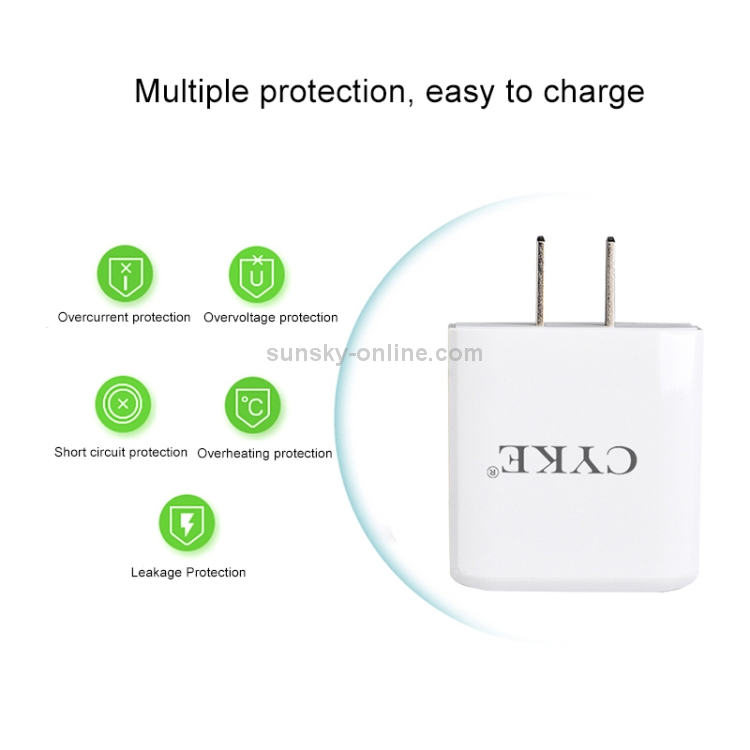 CYKE HKL-USB30 15W 5V 3A 3-Port USB Wall Charger Travel Charger, US Plug CYKE HKL-USB30 15W 5V 3A 3-Port USB Wall Charger Travel Charger, US Plug