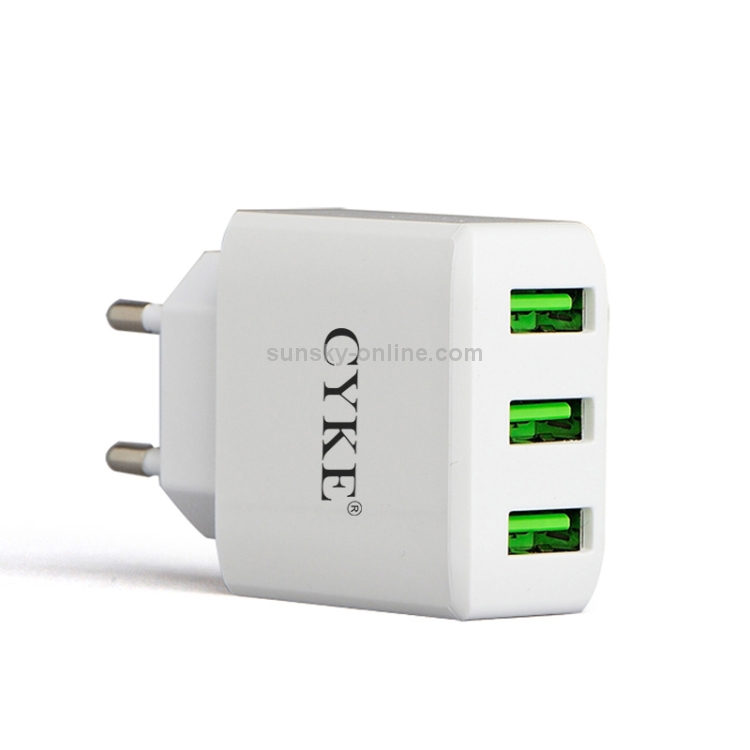 CYKE HKL-USB30 15W 5V 3A 3-Port USB Wall Charger Travel Charger, EU Plug CYKE HKL-USB30 15W 5V 3A 3-Port USB Wall Charger Travel Charger, EU Plug