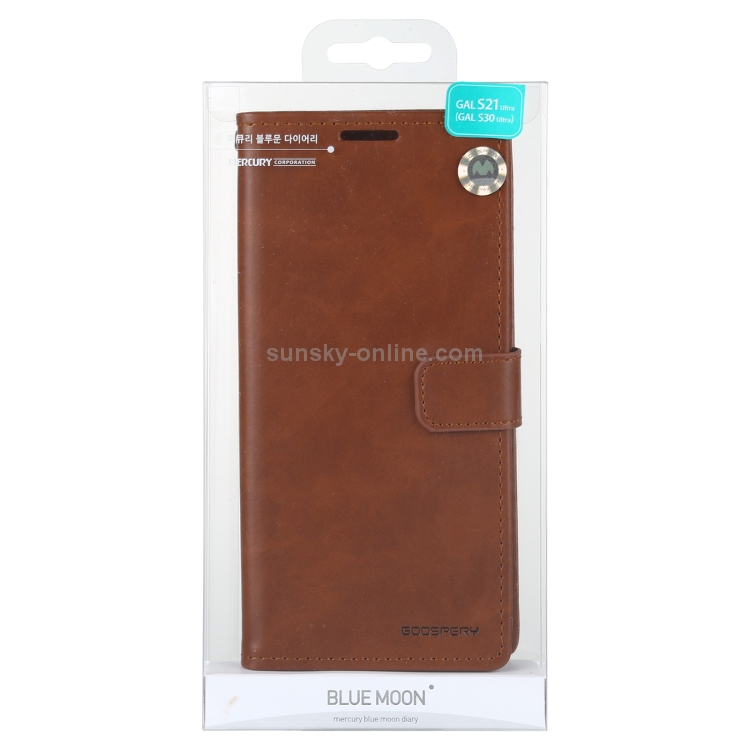 For Samsung Galaxy S21 Ultra 5G GOOSPERY BLUE MOON Crazy Horse Texture Horizontal Flip Leather Case With Bracket & Card Slot & Wallet(Brown) For Samsung Galaxy S21 Ultra 5G GOOSPERY BLUE MOON Crazy Horse Texture Horizontal Flip Leather Case With Bracket & Card Slot & Wallet(Brown)