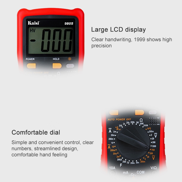 Kaisi 9805 Anti-burning Multifunctional Digital Universal Multimeter Auto-Range Digital Multimeter - 4