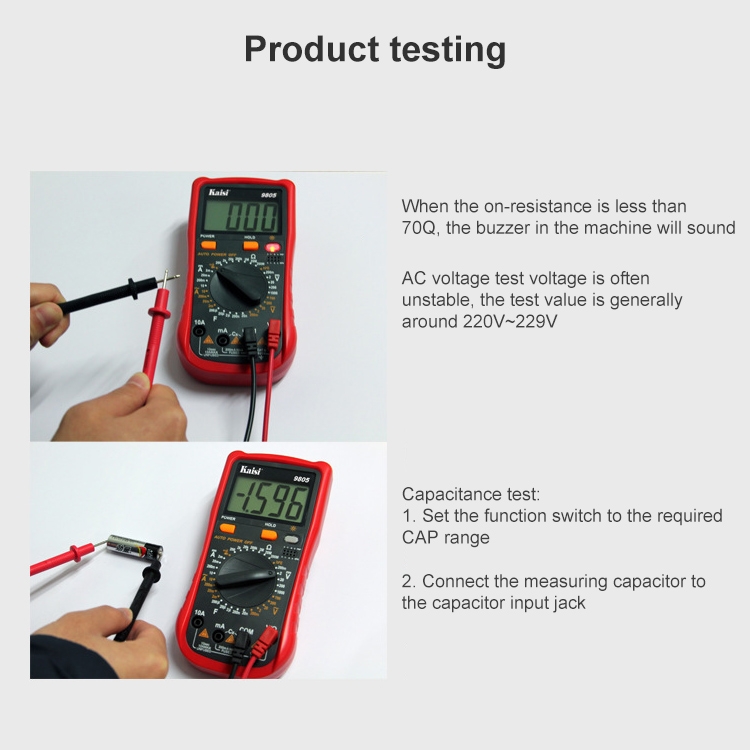 Kaisi 9805 Anti-burning Multifunctional Digital Universal Multimeter Auto-Range Digital Multimeter - 6