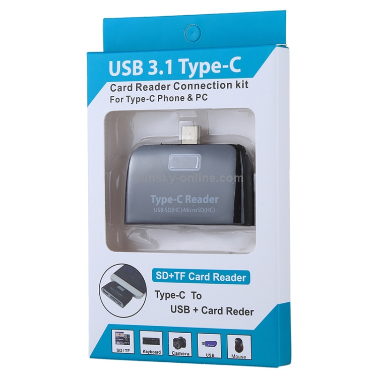 TF + Carte SD + Port USB vers Adaptateur USB-C / Type-C Kit de