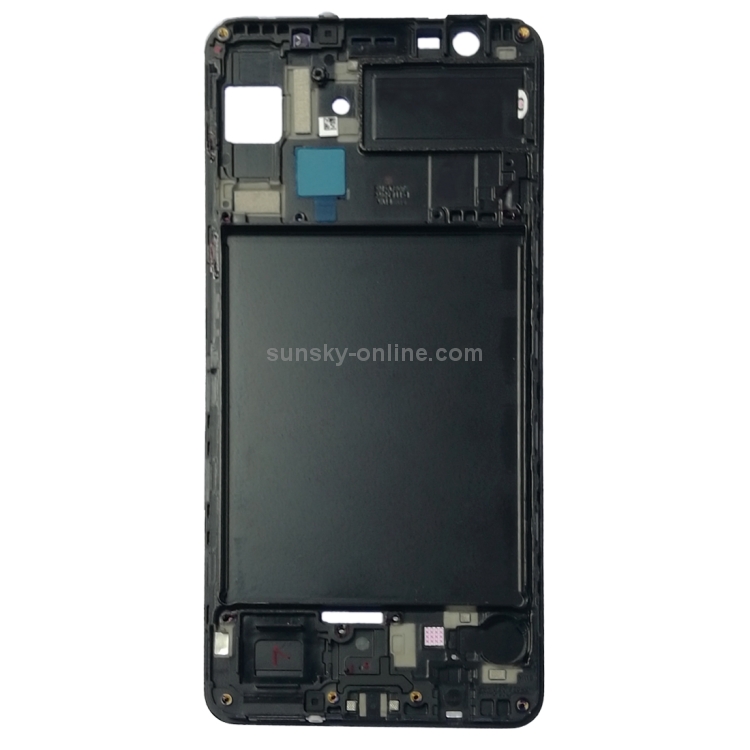 Para Galaxy A7 (2018) / A750 Placa de bisel de marco LCD de carcasa frontal (negro) - 1