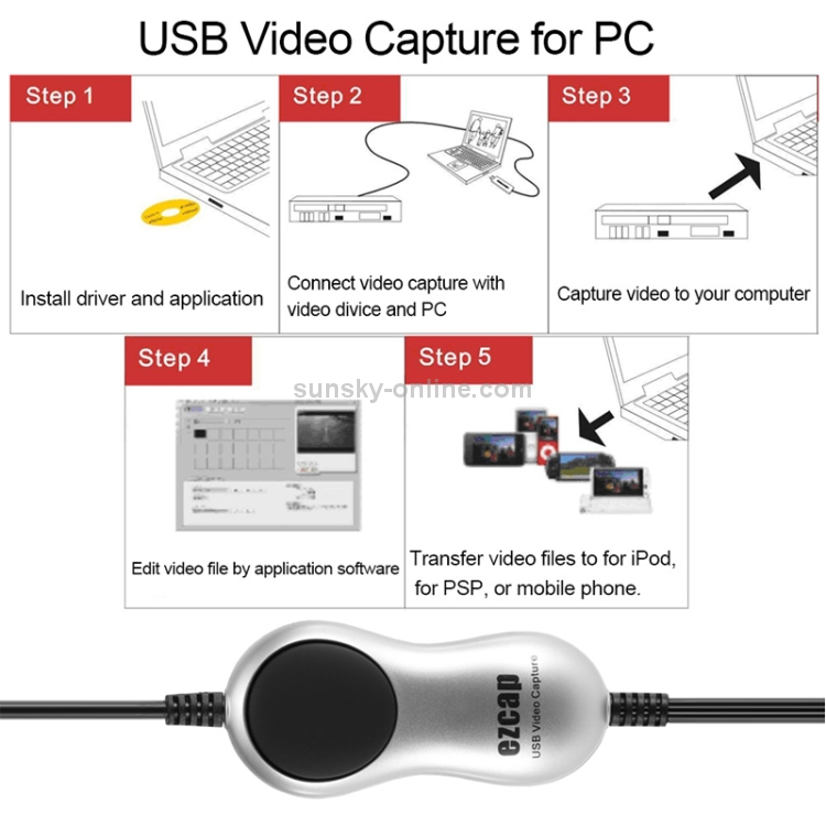 Dispositivo de tarjeta de captura de video EZCAP USB 2.0 - 3