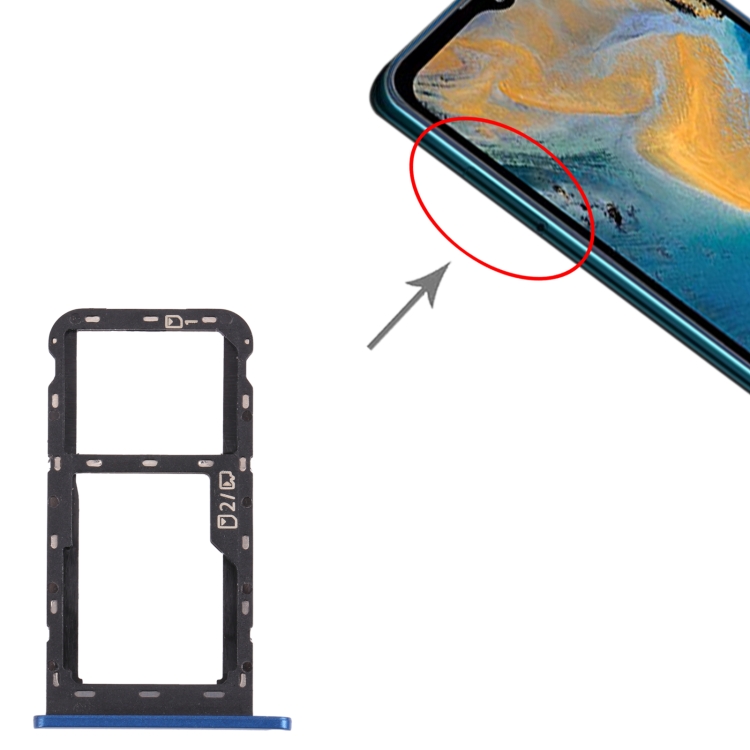 SIM Card Tray + Micro SD Card Tray for ZTE Blade A51 (Blue) - 3