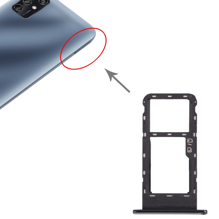 SIM Card Tray + Micro SD Card Tray for ZTE Blade V2020 Smart (Black) - 3