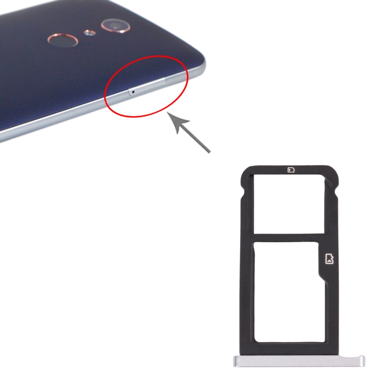 SIM Card Tray + Micro SD Card Tray for ZTE Blade Zmax Pro / Z981 (Silver) - 3