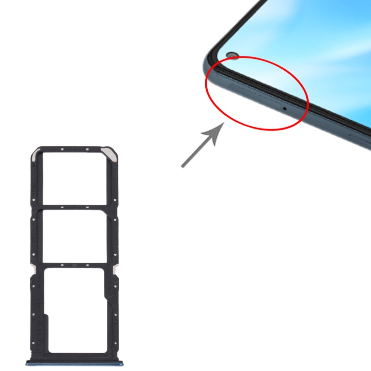 For OnePlus Nord N200 5G DE2118 / DE2117 SIM Card Tray + SIM Card Tray + Micro SD Card Tray (Blue) - 3
