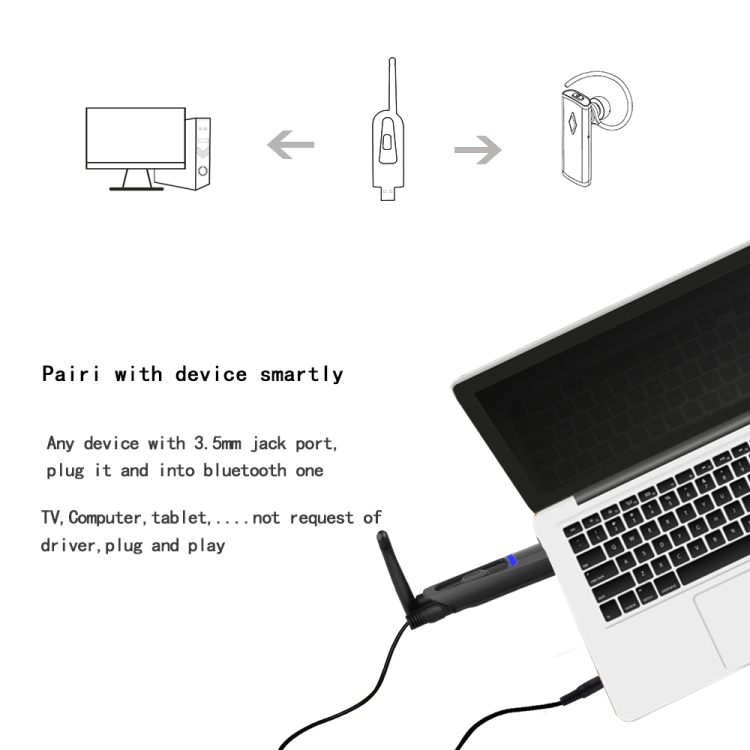 B25 CSR Bluetooth 5.0 with Antenna One to Two Transmitter USB Powered Wireless Transmitter B25 CSR Bluetooth 5.0 with Antenna One to Two Transmitter USB Powered Wireless Transmitter