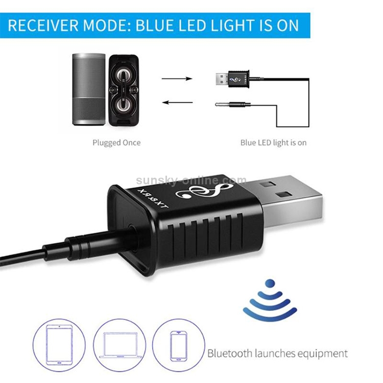 Adaptateur sans fil Bluetooth 5.0 avec LED, récepteur audio auxiliaire,  émetteur, 2 en 1, prise jack 3.5mm, TV, écouteurs, PC, ordinateur de voiture