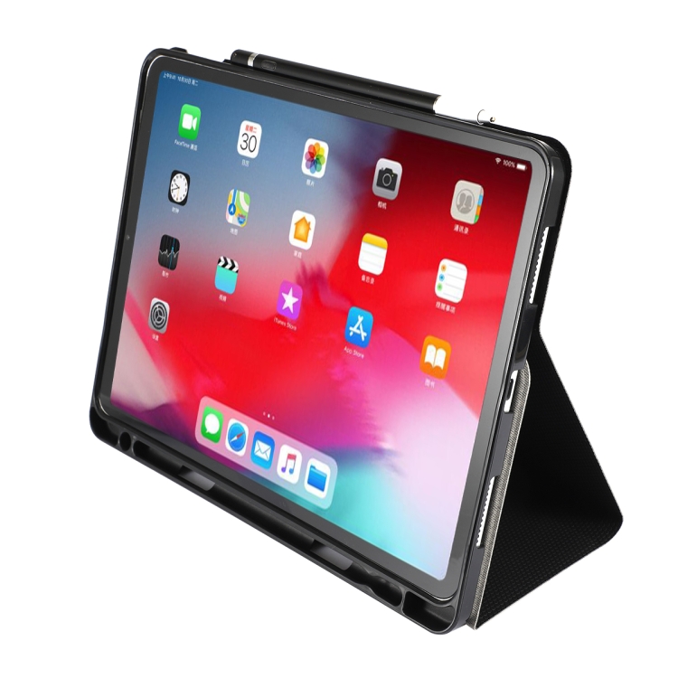 Fine Cloth Pattern Flat Leather Case for iPad Pro 12.9 inch, with Business Pen Slot(Black) Fine Cloth Pattern Flat Leather Case for iPad Pro 12.9 inch, with Business Pen Slot(Black)
