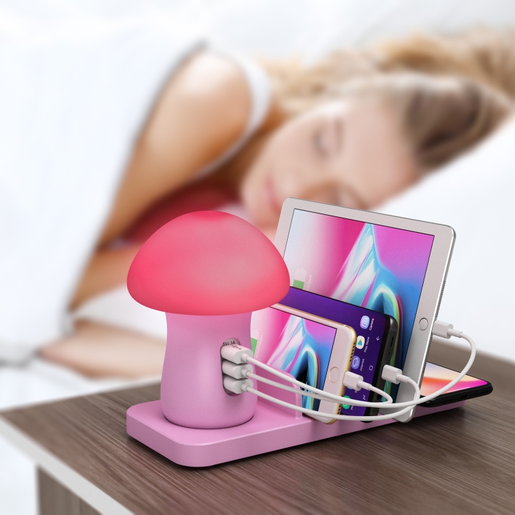 HQ-UD12 Multi-port USB Small Grinding Lamp Multi-function QC 3.0 Wireless Charging Stand Small Night Light 英规 Pink HQ-UD12 Multi-port USB Small Grinding Lamp Multi-function QC 3.0 Wireless Charging Stand Small Night Light 英规 Pink
